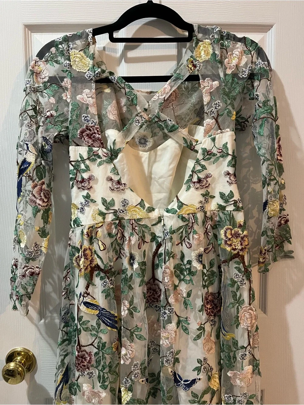 Marchesa Floral Embroidered Long Sleeve Maxi Dress botanical size 4 bride - Picture 12 of 13